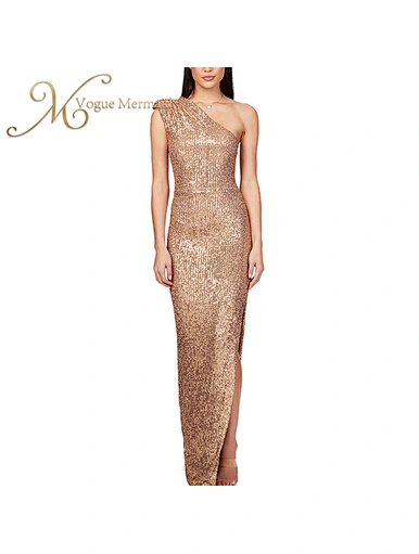 long champagne sequin dress